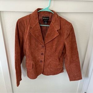 Metrostyle Women’s 12 Chic Terracotta Suede Leather Blazer Jacket